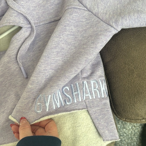Gymshark Cropped Raw Edge Hoodie - Pastel Lilac Marl - Picture 4 of 7